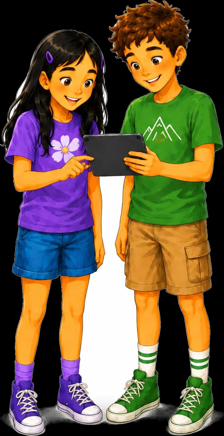 Two students sharing a tablet in class